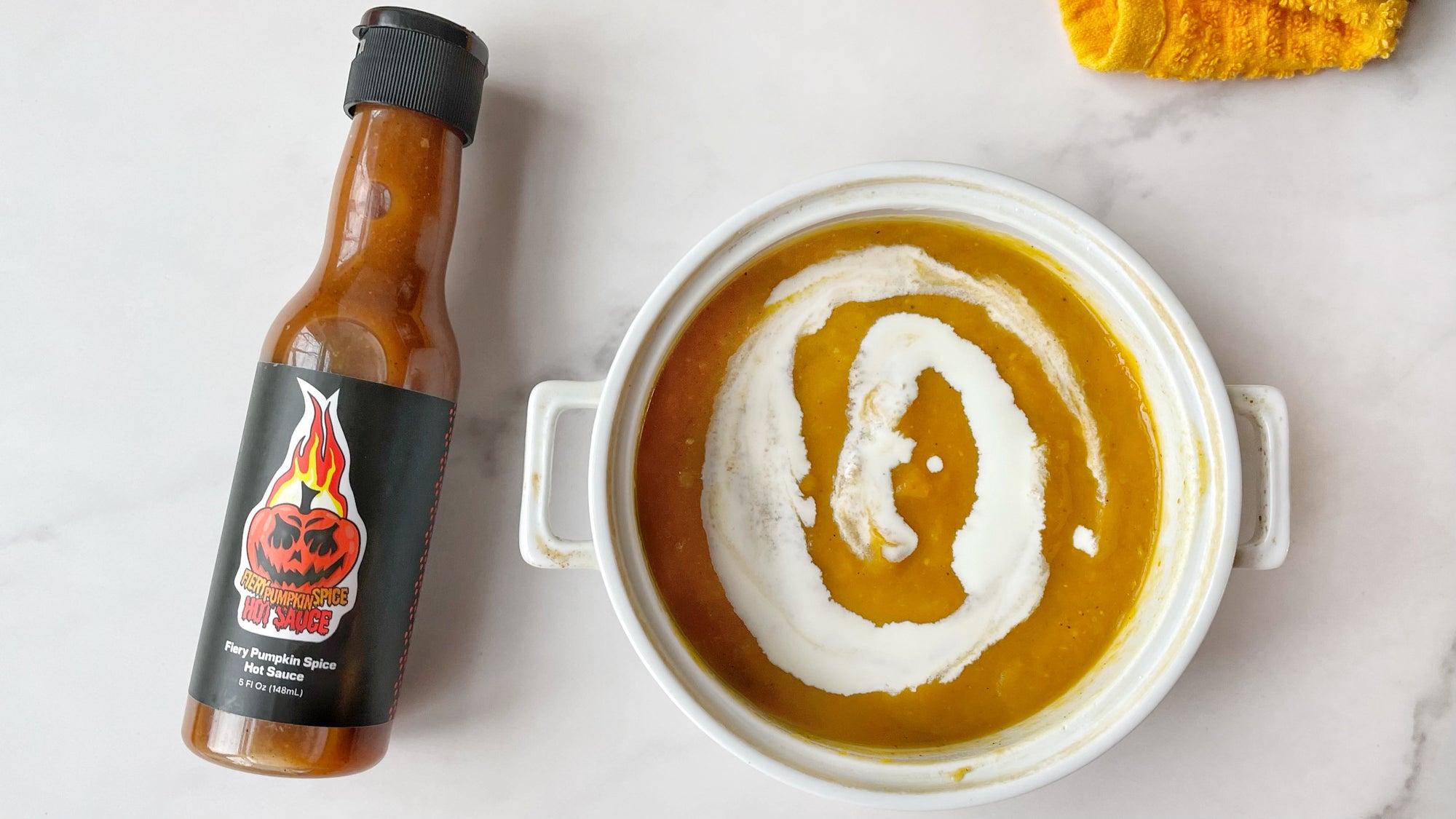 Pumpkin Soup with Fiery Pumpkin Spice Hot Sauce