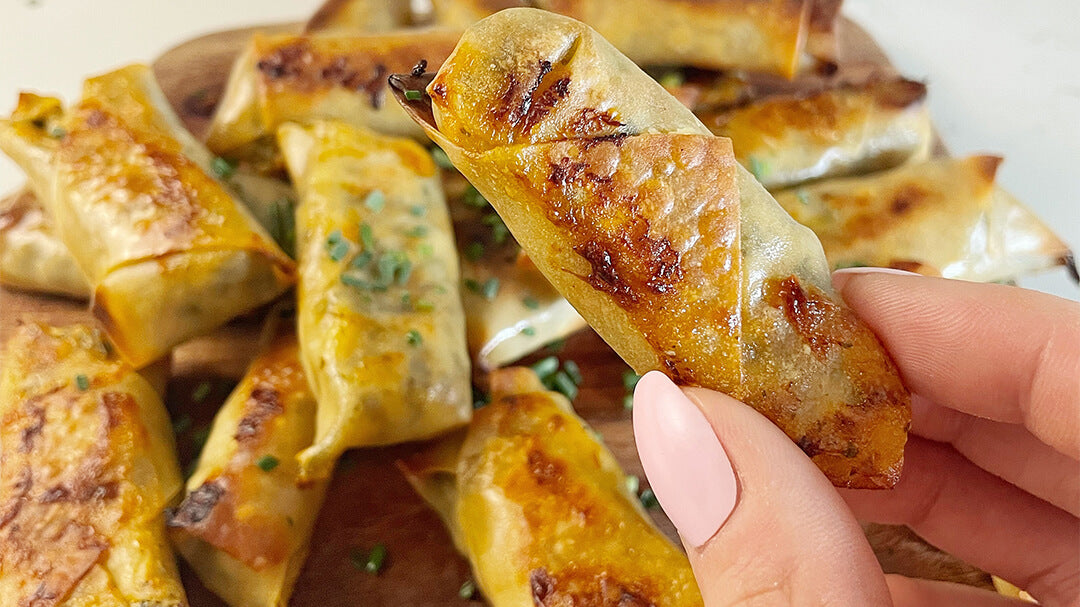 Buffalo Chicken Egg Rolls with Creamy Habanero Buffalo Sauce, Wicked Rancher, and Dante's 9th Circle Ranch