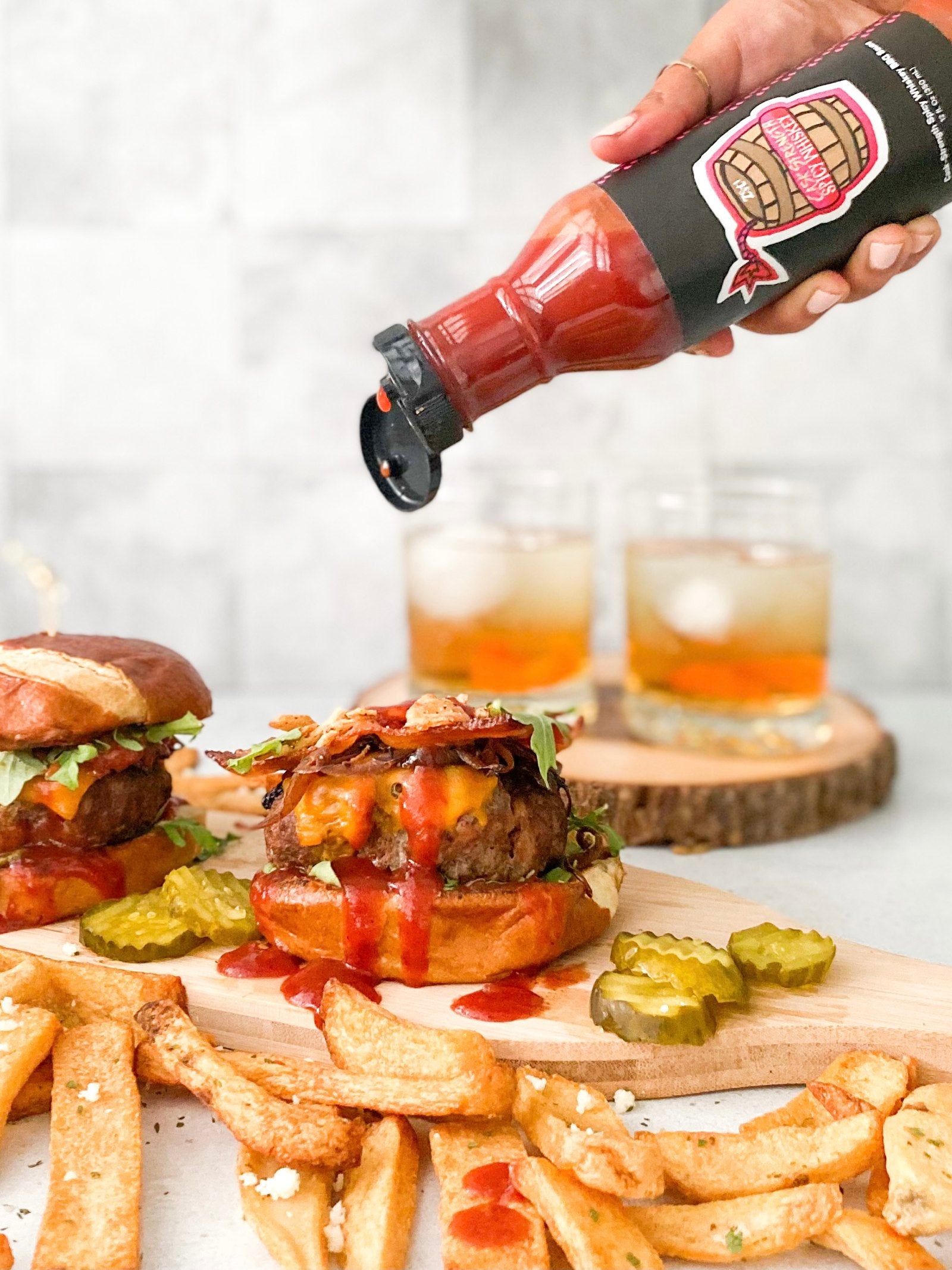 Irish Burger with Zest Cask-Strength Spicy Whiskey BBQ Sauce